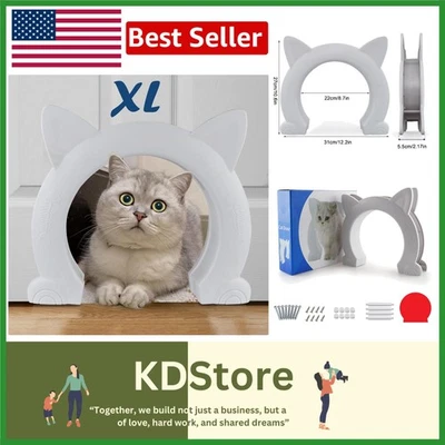 XL Cat Door Interior for Cats & Small Dogs - Easy Install & Durable ABS - Image 1 of 4