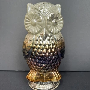 Mercury Glass Owl Figure Statue VTG Ombré Decor 10” Tall Metal Base Made India - Picture 1 of 10