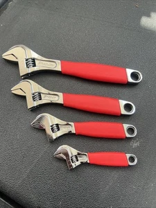 Snap On Flank Drive Plus Adjustable Wrench Set 4 (6-12”) Red NEW 🔥❤️FADh704c - Picture 1 of 3