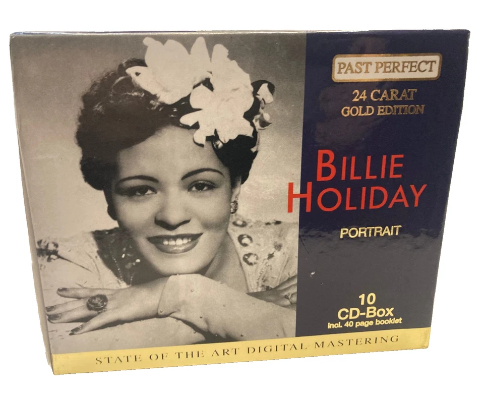 Billie Holiday Portrait edición dorada de 24 quilates juego de caja de 10 CD con libro - RARO Foto 1 de 4