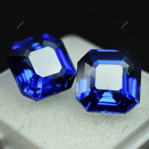 19 Ct Natural Flawless Ceylon Blue Loose Sapphire Square Cut Certified Gemstone - Picture 1 of 8