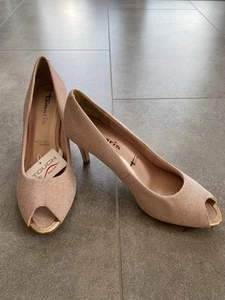 Tamaris Pumps Peeptoes Hochzeit rosa Glitzer Gr. 40 neu touch it - Bild 1 von 4