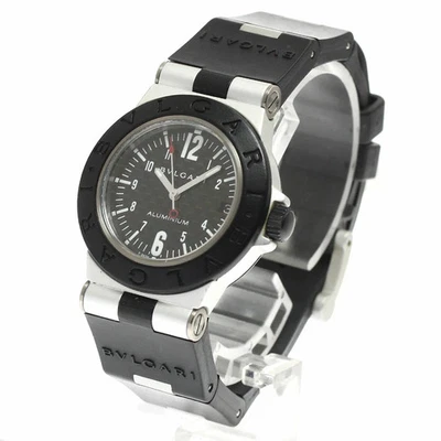 Auténtico reloj de cuarzo Bvlgari AL32TA aluminio fecha 32 mm esfera negra redonda Foto 1 de 4