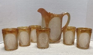 Brocca e 6 bicchieri vintage IMPERIAL calendula e gelo MULINO A VENTO carnevale vetro - Foto 1 di 18