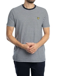 Lyle & Scott de los hombres Camiseta de rayas bretonas en mezcla de lino, Blanco - Imagen 1 de 6