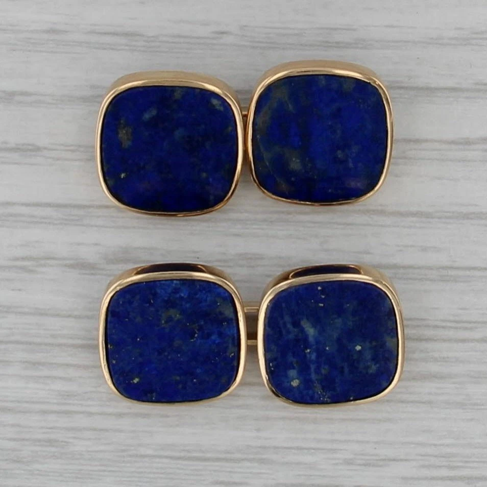 Gemelos vintage de lapislázuli oro amarillo de 18 k piedra azul Foto 1 de 4