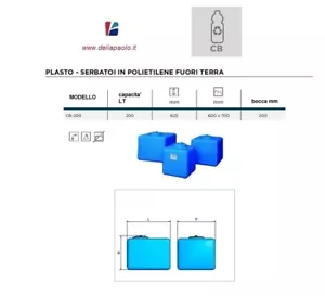 SERBATOIO CISTERNA CUBO ELBI CB 200 LITRI ACQUA POTABILE - Foto 1 di 1
