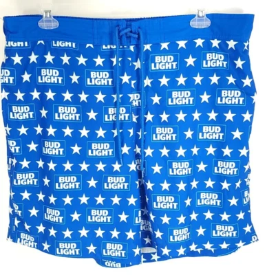 Pantalones cortos de natación Bud Light para hombre 2XL azul blanco estampado integral Foto 1 de 4