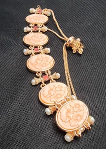 Pink Color Resin, Pink Austrian Crystal and Stiumulated Pearl Bolo Bracelet - Picture 1 of 3