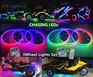 JHB 3PCS 15.5" RemoteAPP CHASING Flow LED Polaris Slingshots' Wheel Rings Lights - Picture 1 of 23