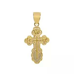Genuine 14k Yellow Gold 1.18" Eastern Orthodox Cross Religious Pendant - Picture 1 of 9