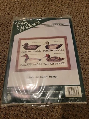 Kit de bordado crewel de Elsa Williams arte popular señuelo de pato estampillas 18" x 12"  Foto 1 de 3