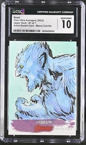 2023 Fleer Ultra Avengers Artist Sketch Card 1/1 - Beast - Marco Carrillo CGC 10 - Picture 1 of 2