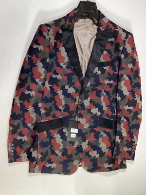 Chaqueta de Esmoquin Para Hombres Angelino Borgoña Camuflada Ropa Formal NUEVA Foto 1 de 4