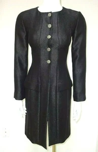 Auténtica Chaqueta Blazer Negra Brillante con Botones Frontal Ajuste Largo 34 - Imagen 1 de 9
