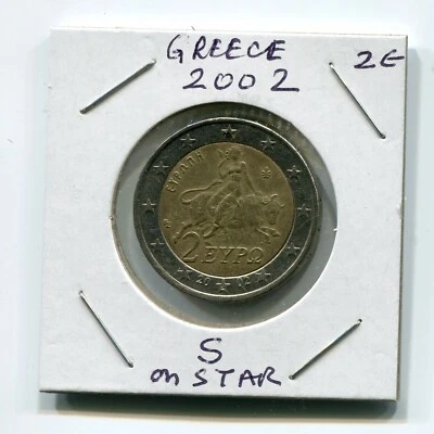 Moneda bimetálica de 2 euros Grecia 2002 2 € con "S" en la Casa de la Moneda STAR S (Finlandia)! Foto 1 de 3