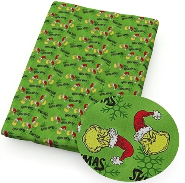 Navidad Verde Papá Noel Poliéster Mezcla Algodón Tela 20"x55" 1124193 Copo de Nieve Foto 1 de 1