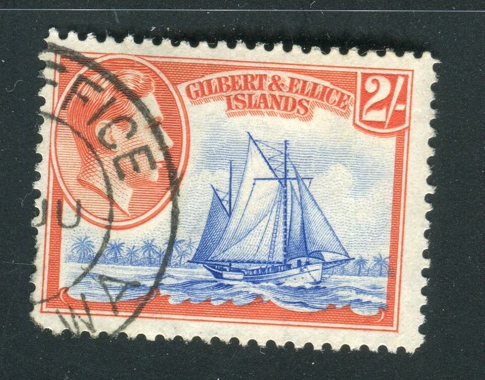 Gilbert & Ellice Islands SG52 1939-55 KGVI 2s deep ultramarine & orange-red used — 第 1/1 张图片