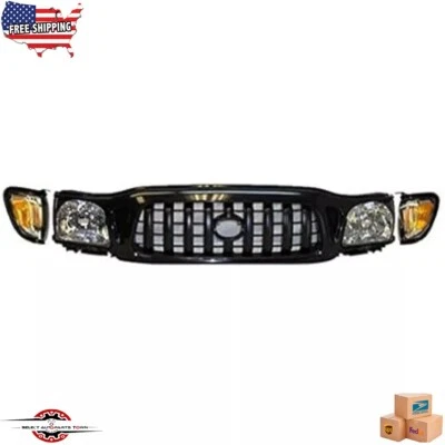 For 2001-2004 Toyota Tacoma New Front Grille Black Headlight Park Light 5Pcs — 第 1/4 张图片