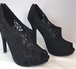 Apt 9 High Heels Peep Toe Lace WMS Style Color Apramsey Black Size 8.5 M - Picture 1 of 18