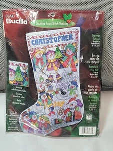 Bucilla Plaid Christmas Stocking Cross Stitch Kit Collage 84638 New - Picture 1 of 4