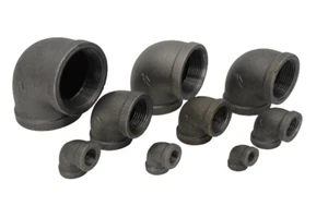 Black Malleable Iron 90 Degree Elbow Pipe Fittings 6mm - 50mm (1/8" - 2") - Picture 1 of 10