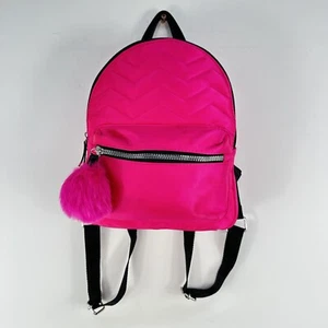 Neon Pink Synthetic Backpack Rucksack Bag Carry Festival Quilted Womens - Picture 1 of 10