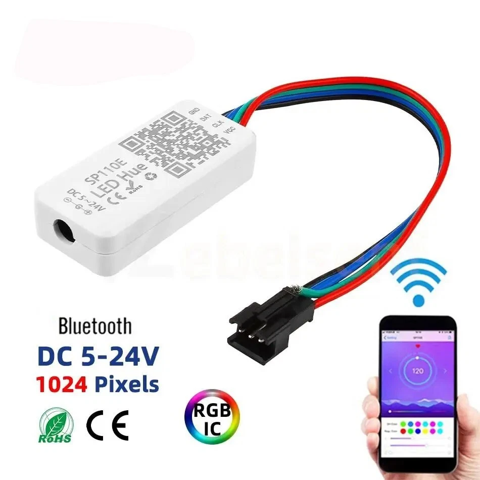 SP110E RGB Bluetooth Controller 5-24V For WS2812B SK6812 Pixel LED Strip Light - Image 1 of 4