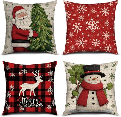 4件套圣诞枕套18x18假日装饰盒 — 第 1/4 张图片