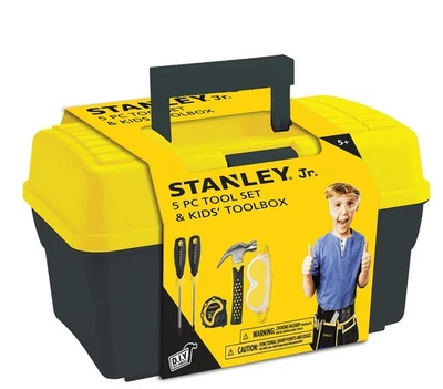 Stanley Jr. 5 Piece Tool Set & Toolbox | Real Tools for Kids - Image 1 of 3