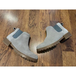 Stivaletto Sorel donna Emelie II scamosciato Chelsea tortora taglia 9 suola impermeabile strappo - Foto 1 di 11