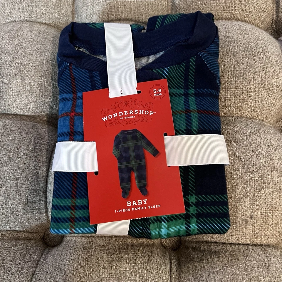 Cuello de muesca de vacaciones a cuadros para bebé con patas para dormir 3-6M azul algodón Wondershop Foto 1 de 2