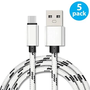 5-Pack Braided USB-A to USB Type-C Fast Charge Cable Cord Charger Charging Sync - Picture 1 of 14