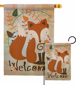Welcome Fox Garden Flag Wildlife Animals Decorative Small Gift Yard House Banner - Picture 1 of 17
