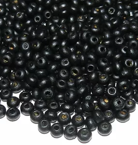 W231 Black 5mm Hand-Cut Semi- Round Wood Spacer Beads 450pc - Picture 1 of 1