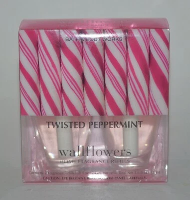 2 BATH & BODY WORKS TWISTED PEPPERMINT WALLFLOWER FRAGRANCE REFILL BULB PLUG IN