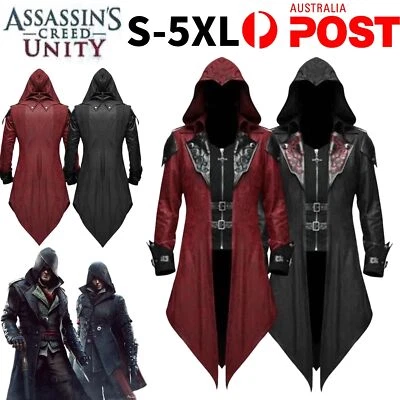 Assassins Creed Costume Cosplay Mens Hoodie Jacket Gothic Coat Halloween Party - Photo 1/4
