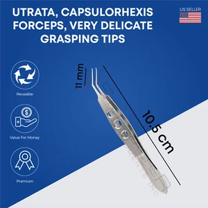 Pinzas Utrata Capsulorhexis en ángulo puntas de agarre muy delicadas longitud 10,5 cm - Imagen 1 de 2