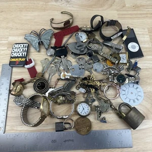 Junk Journal Vintage Supplies Steampunk Craft Metal Pieces, Keys Watches Pins - Picture 1 of 9
