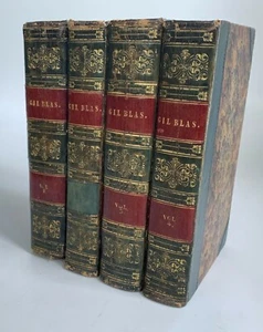 Adventures of Gil Blas 1807 Copper Plates 4 Vols Complete Leather Lesage Smart  - Picture 1 of 11