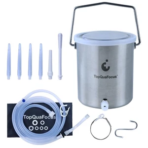 TopQuaFocus Stainless Steel Enema Bucket Kit for Colon Cleansing Reuseable En... - Picture 1 of 9