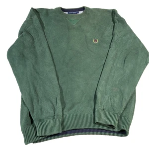 Vintage Tommy Hilfiger Sweater Mens Sz XL Green V-neck Knit Cricket Tennis Logo - Picture 1 of 15