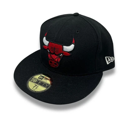 Gorra ajustada Chicago Bulls NBA New Era 59FIFTY talla 7 5/8 nueva con etiquetas nueva (negra) hecha en EE. UU. Foto 1 de 4
