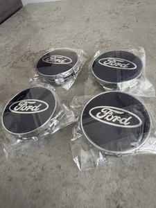 SET OF 4 FORD 60MM ALLOY WHEEL CENTRE CAPS Navy FOCUS FIESTA KA KUGA New๐ - Picture 1 of 5