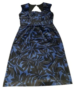 Donna Ricco Sheath Dress Blue-Black Cutout Ruched Sides Detail Size 14 - Picture 1 of 10