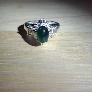 Natural Green Burmese Jadeite Ring Oval Cobochon Simulated Setting Making 05 - Picture 1 of 8