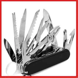 Coltello Tascabile Multifunzione 30 Funzioni Base Multiutensile Svizzero Utensili Manuale Esercito - Foto 1 di 26