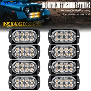 2/4/6/8/10X 8 LED Ámbar Blanco Baliza de Emergencia Advertencia Peligro Barra de Luz Estroboscópica - Imagen 1 de 17
