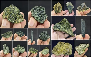 Natural Green Epidote Combine with Quartz Crystal Rough Specimen Healing 17Pcs - Picture 1 of 18