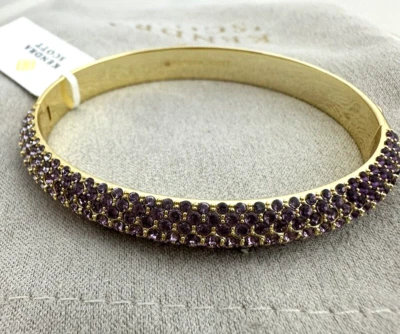 Brazalete Brazalete Kendra Scott Mikki Pave Chapado en Oro/Púrpura Malva Ombre NUEVO Foto 1 de 4